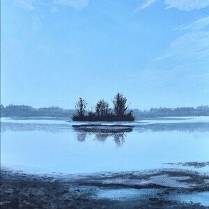 Marrow pond during draw down small landscape art